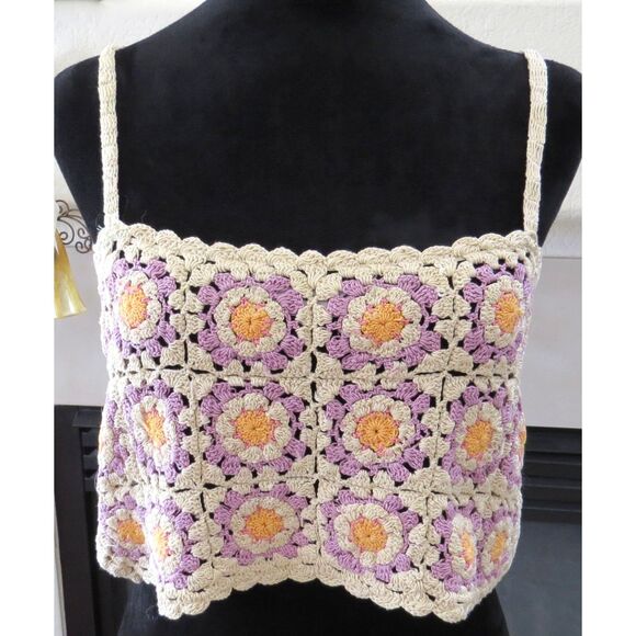 Zara Tops - Zara Women's Floral Crochet Tank Top Multicolor Festival  Medium  EUC